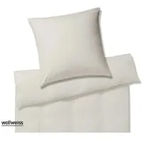 Elegante Bettwäsche Solid Stripe - 135x200 cm + 80x80 cmwollweiss