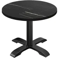 GGM Möbel BSD | Bistro Tisch | Ø 70 x 74,5 cm | Rund | Schwarzer Rand | Schwarz Marmor / Schwarz