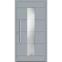 Haustuerenland.de Aluminium Haustür "ABBIE" 78 mm RC2 Fenstergrau RAL 7040 beidseitig innen öffnend DIN links