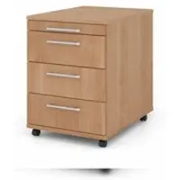 Proregal Rollcontainer Karri | Nussbaum | HxBxT 59x42,8x58cm | Relinggriff | 3 Schübe | Kugelführung, Teilauszug