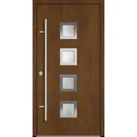 Haustuerenland.de Aluminium Haustür "ANTOINETTE" 68 mm Golden Oak holzähnlich beidseitig innen öffnend DIN links