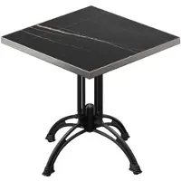 GGM Möbel BMLG | Bistro Tisch | 80 x 80 x 75 cm | Quadratisch | Edelstahl Rand | Schwarz Marmor / Schwarz