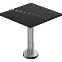 GGM Möbel BML | Bistro Tisch | 80 x 80 x 74,5 cm | Quadratisch | Schwarzer Rand | Schwarz Marmor / Edelstahl