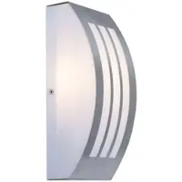 ETC Außenwandlampe Edelstahl Haustürleuchte Fassadenlampe LED Wandleuchte silber, Kunststoff weiß, 11W 1000lm warmweiß, BxH 25x9 cm