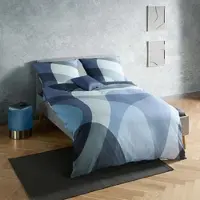 Fleuresse Mako-Satin Bettwäsche Bed Art S Woerden blau 240x220 cm + 2x 80x80 cm - blau;grau