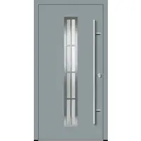 Haustuerenland.de Aluminium Landhaustür "AURORA" 82 mm RC2 8 Sprossenfelder Silbergrau RAL 7001 beidseitig innen öffnend DIN rechts