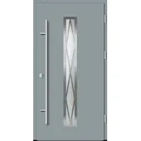 Haustuerenland.de Aluminium Landhaustür "AURORA" 82 mm RC2 Diamant-Applikationen Silbergrau RAL 7001 beidseitig außen öffnend DIN rechts