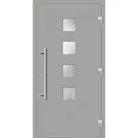 Haustuerenland.de Sichere Haustür "BEATRICE" 79 mm RC3 Weißaluminium RAL 9006 außen öffnend DIN rechts