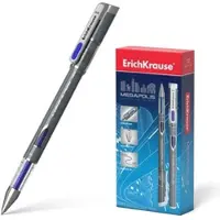 Erich Krause Gelstifte 0,35mm 12er Pack Blau - nicht schmierend - Gel Kugelschreiber Stifte Gelschreiber Schreibstifte für Schule & Bürobedarf - Megapolis