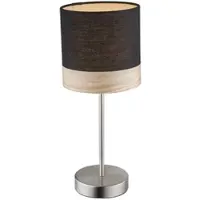 Globo LED Tischlampe Nachttischlampe Tischleuchte Schlafzimmerlampe Leseleuchte, nickel matt, Textil Holz, 3W 250lm warmweiß, DxH 15 x 35 cm