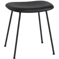 Muuto Fiber Stool, tube base, refine leder schwarz / schwarz