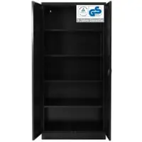 Proregal Stahlschrank BEE mit 10 lackierten Fachböden | HxBxT 195x92x42cm | Schwarz-Schwarz | Werkstattschrank Werkzeugschrank Aktenschrank