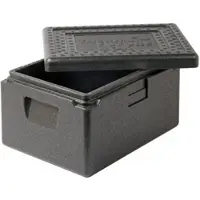 Thermo Future Box , Stapelbox 1/2 Euronorm, Isolierbox schwarz mit Deckel, 170 mm tief, 13 Liter, robust, nachhaltig aus EPP