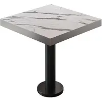 GGM Möbel BML | Bistro Tisch | 80 x 80 x 77 cm | Quadratisch | Edelstahl Rand | Weiß Marmor / Schwarz