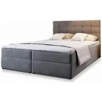 Masseno Boxspringbett GLOS 140x200 cm Komplett-Set mit Bonell Matratze und Topper, Polsterbett mit Bettkästen -Grau, COSMIC 160