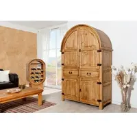 1a Direktimport Rundbogen Barschrank Weinschrank MEXICO, Pinie massiv, Landhausstil