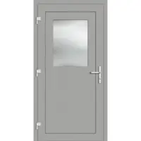 Haustuerenland.de RC2 Nebeneingangstür Aluminium "HEDWIG" 69 mm Weißaluminium RAL 9006 außen öffnend DIN links