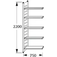 Kerkmann Regalfeld "M2", 5 B”den, (B)750 x (H)2.200 mm