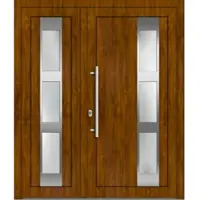 Haustuerenland.de Kunststoff Haustür zweiflügelig "LAURETTE" 71 mm Golden Oak holzähnlich beidseitig innen öffnend DIN links