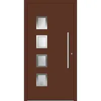 Haustuerenland.de Aluminium Haustür RC2 "OLGA" 78 mm Mahagonibraun RAL 8016 beidseitig innen öffnend DIN rechts