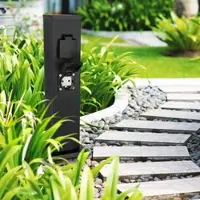 Longlife LED Garten Steckdosensäule für außen - Farbe: Schwarz - Ausführung: 4 Steckdosen
