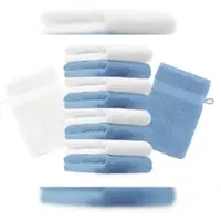 Betz 10 Stück Waschhandschuhe PREMIUM 100% Baumwolle Waschlappen Set 16x21 cm Farbe hellblau und weiß