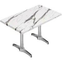 GGM Möbel WBC | Bistro Außen Tisch | B: T: H: 120 x 70 x 80,5 cm | Weiß Marmor / Aluminium | Rechteckig | Zusatzgewicht + Verbinder