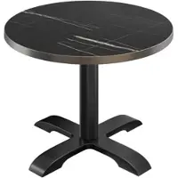 GGM Möbel BSD | Bistro Tisch | Ø 80 x 74,5 cm | Rund | Edelstahl Rand | | Schwarz Marmor / Schwarz