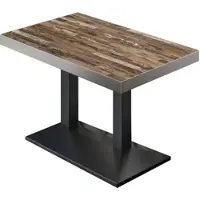 GGM Möbel BPA | Bistro Tisch | 110 x 60 x 81 cm | Rechteckig | Edelstahl Rand | Vintage Old / Schwarz