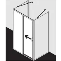 Kermi Liga Gleittür 2-tlg. bodenfrei mit Festfeld LID2L16020VPK 156-161x200cm, silber hochglanz, ESG klar Clean, links, auf Duschwanne