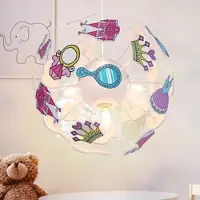 Globo LED Hängeleuchte Kinderzimmerlampe Prinzessin Design Pendelleuchte Deckenleuchte bunt, 4x E14 LED warmweiß, Durchmesser x Höhe 35 x 120 cm, Kinderzimmer