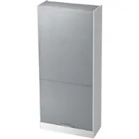 Bümö Rollladenschrank in Weiß/Silber mit Relinggriff - Vertikal Jalousieschrank 90 cm breit, Aktenschrank abschließbar, Büroschrank für Ordner & Co.