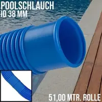 Schlemmer 38 mm Schwimmbad Pool Solar Saug Ansaug Teich Schlauch blau - 51 m Rolle