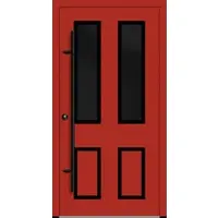 Haustuerenland.de Aluminium Landhaustür "CORGINA" 82 mm RC2 BLACKLINE Feuerrot RAL 3000 beidseitig innen öffnend DIN links