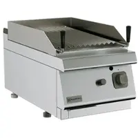 Mastro 700er Kochserie / Gas-Lavasteingrill, Tischmodell, robuste Bodenplatte aus Gusseisen, V-förmiger Grillrost