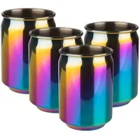 Assheuer APS 4er Set Cocktail Becher 350 ml Regenbogen-Look, Edelstahl