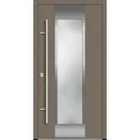 Haustuerenland.de Aluminium Haustür "BENJA" 82 mm RC2 Beigegrau RAL 7006 beidseitig innen öffnend DIN links