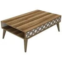 Dmora Wohnzimmertisch Dpiant, Niedriger Wohnzimmertisch, Kaffeeregal, Couchtisch für Sofa, 105x60h37 cm, Walnuss und Weiß