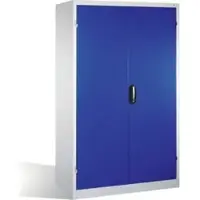 C+P Schwerlastschrank mit Drehtüren, 3 Böden und 3 Schübe, H1950xB1200xT600mm Front Enzianblau Korpus Lichtgrau