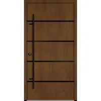 Haustuerenland.de Aluminium Haustür "FANNIE" BLACKLINE 68 mm energiesparend Golden Oak holzähnlich beidseitig innen öffnend DIN links