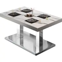 GGM Möbel BM | Bistro Loungetisch | B:T:H 110 x 60 x 41 cm | Weiß Marmor / Edelstahl