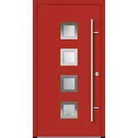 Haustuerenland.de Aluminium Haustür "ANTOINETTE" 82 mm RC2 Feuerrot RAL 3000 beidseitig innen öffnend DIN rechts