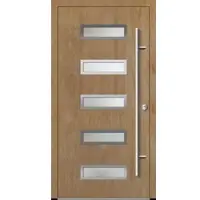 Haustuerenland.de Aluminium Haustür "AGADA" 82 mm RC2 Turner Oak holzähnlich beidseitig innen öffnend DIN rechts