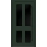 Haustuerenland.de Aluminium Haustür RC2 "MELANIE" 90 mm BLACKLINE Tannengrün matt RAL 6009 beidseitig innen öffnend DIN rechts