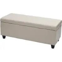 BERLINLODGE Aufbewahrungs-Truhe Lars | HxBxT 45x114x45cm | Kunstleder | Creme | Sitzbank Bank