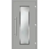 Haustuerenland.de Haustür "JULE" 79 mm RC3 Edelstahl Weißaluminium RAL 9006 außen öffnend DIN rechts