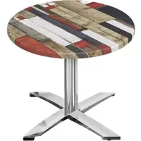 GGM Möbel WTG | Bistro Außen Tisch | Ø:H 70 x 75,5 cm | Vintage Bunt / Aluminium | Rund | Klappbar + Zusatzgewicht