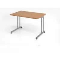 Proregal - Büromöbel mit top Leistungsdaten Schreibtisch Nilo | Nussbaum | Silber Gestell | BxT 120x80cm | Arbeitshöhe 68-82cm | höhenjustierbar, 1cm Raster | C-Fuß-Gestell | Rechteckform
