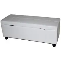 BERLINLODGE Aufbewahrungs-Truhe Sitzbank Lars 45x112x45cm Weiß Leder & Kunstleder