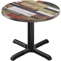 GGM Möbel BSM | Bistro Tisch | Ø 80 x 74,5 cm | Edelstahl Rand | Rund | Vintage Bunt / Schwarz